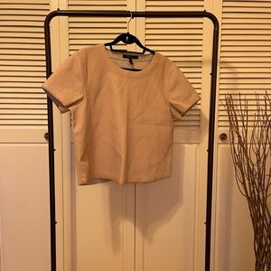 BCBG Maxa Zira boxy faux leather top in pale pink